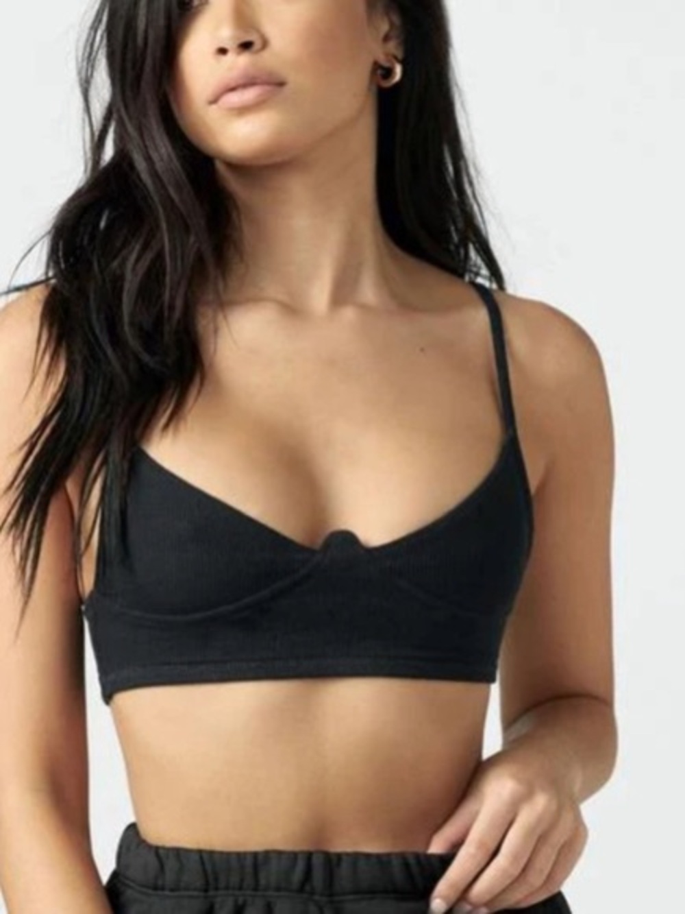 Joah Brown Black Ribbed Bralette